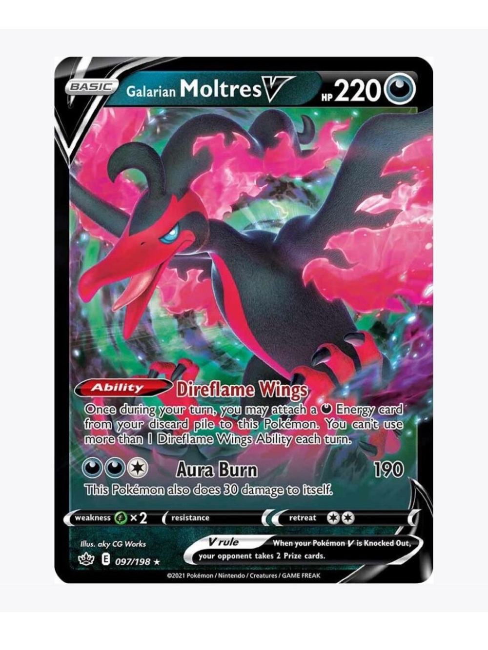 FREE OVER $50 Galarian Moltres V SWSH06 Chilling Reign Pokemon Trading Card